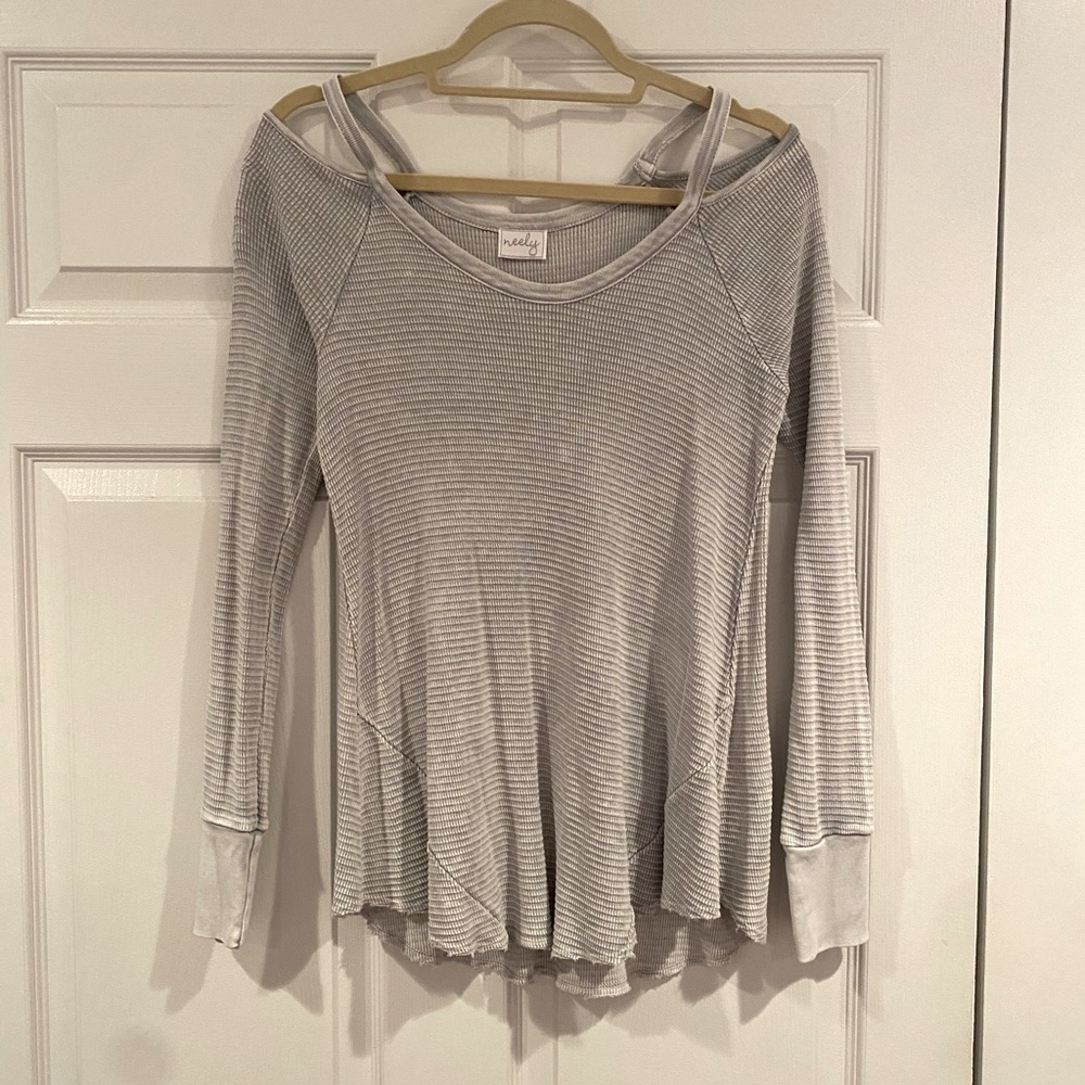 Cold Shoulder Waffle Top